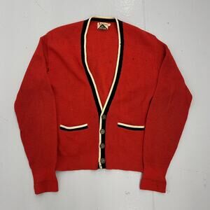 Vintage 50s 60s Arena Red/Black Wool Cardigan